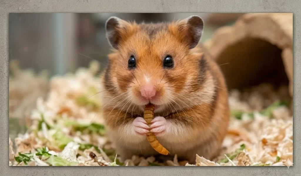 hamster comendo tenebrios